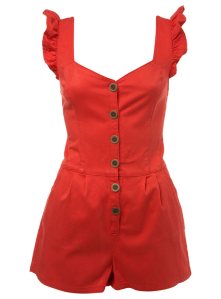 Red jumpsuit - who wants to waste time tucking their shirt into their shorts? ;)