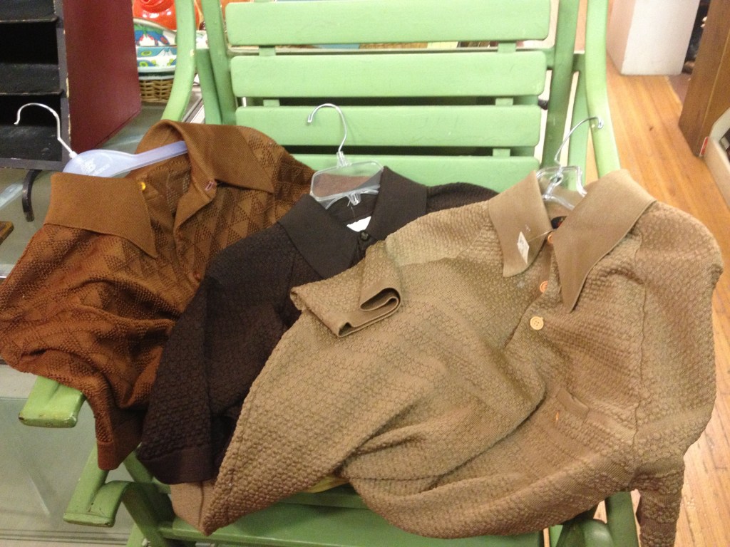 Menswear knits in shades of brown, at Sweet Lorain