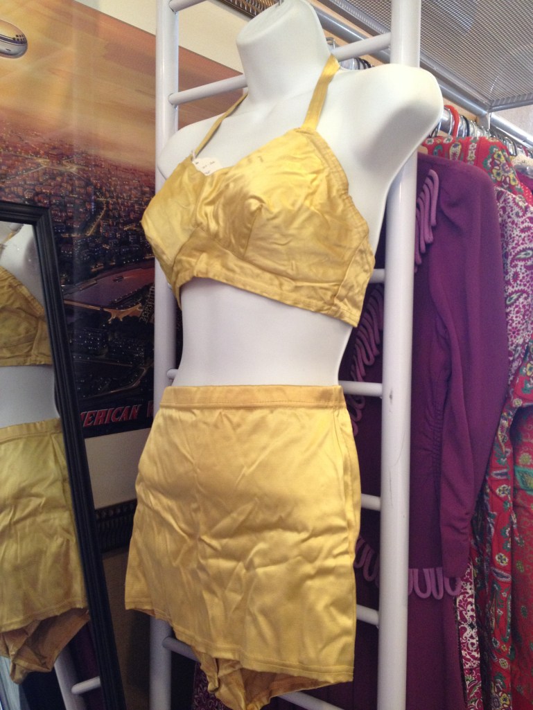 Gold bathing suit FTW - courtesy of Flower Child