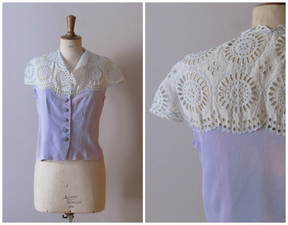 40's blouse with cutwork lace