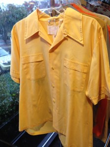 Yellow men's shirt with top stitching, at Raleigh Vintage