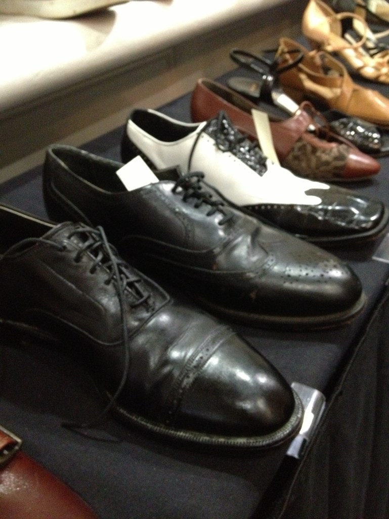 An array of men's footwear at the Lindy Focus consignment shop.
