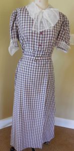 Silk plaid 1930's repro with adorable collar and cuffs