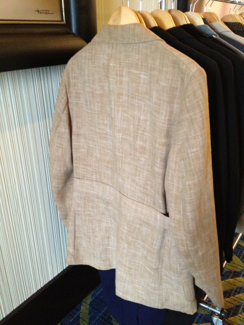 Belt back jacket spotted at Brown & Williams - definitely a good sign
