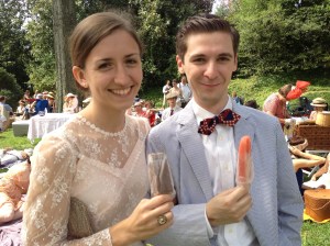 Swing dancers Brittany and Brian enjoy some gourmet popsicles at the Gatsby Picnic