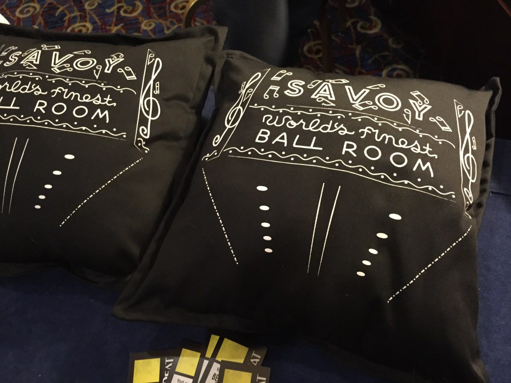 A Savoy Ballroom pillow, perfect for every Lindy Hopper's couch!